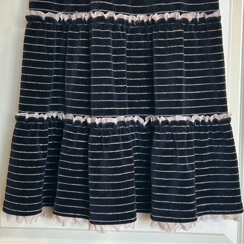 Sz8 Hanna Andersson Striped Lurex Velour Dress - Picture 5 of 7